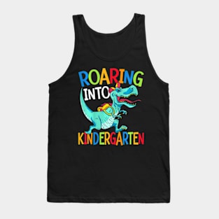 Kids Roaring Into Kindergarten Dinosaur Student Back To School Tank Top